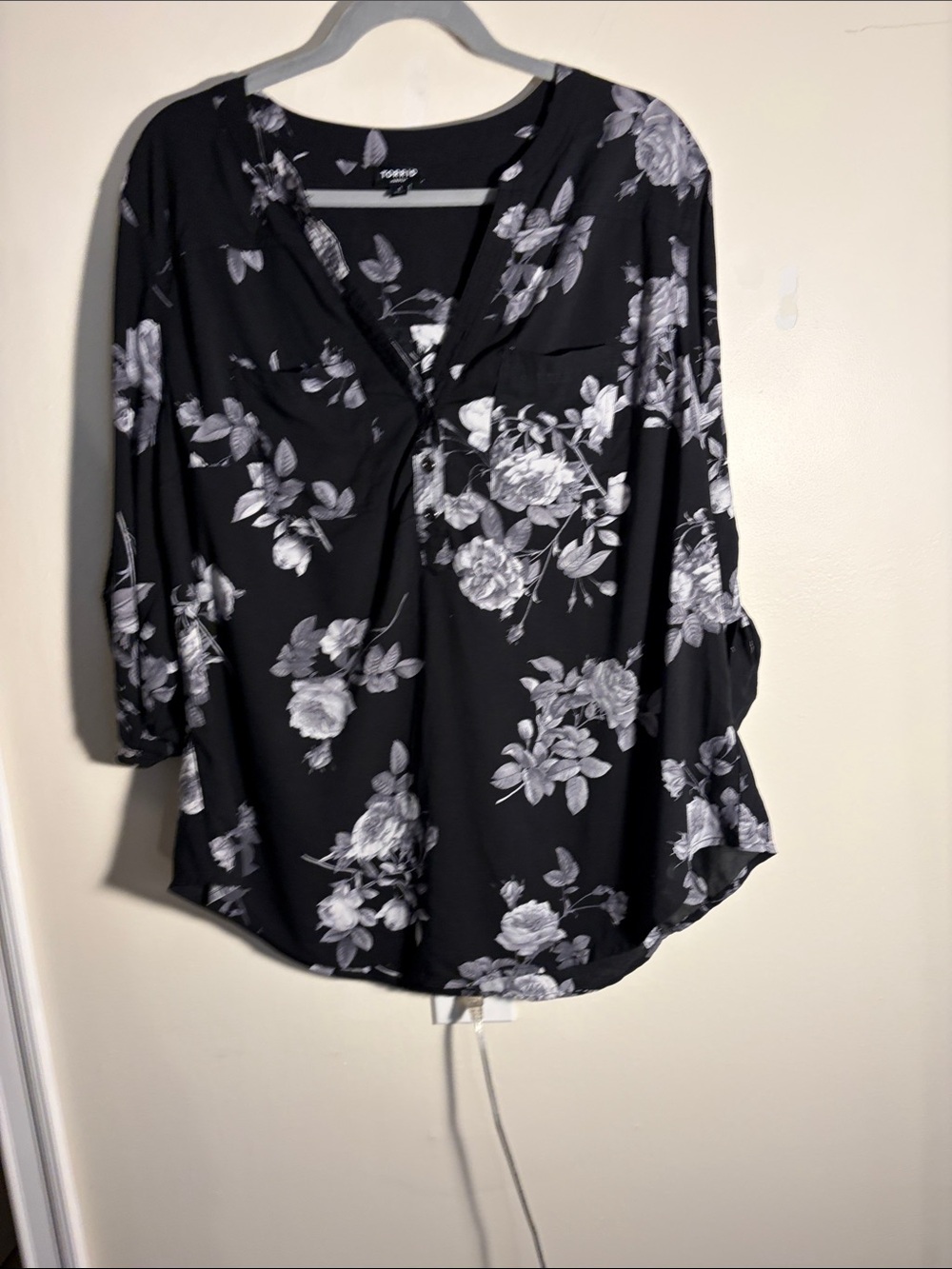 torrid Black Floral V-Neck Blouse